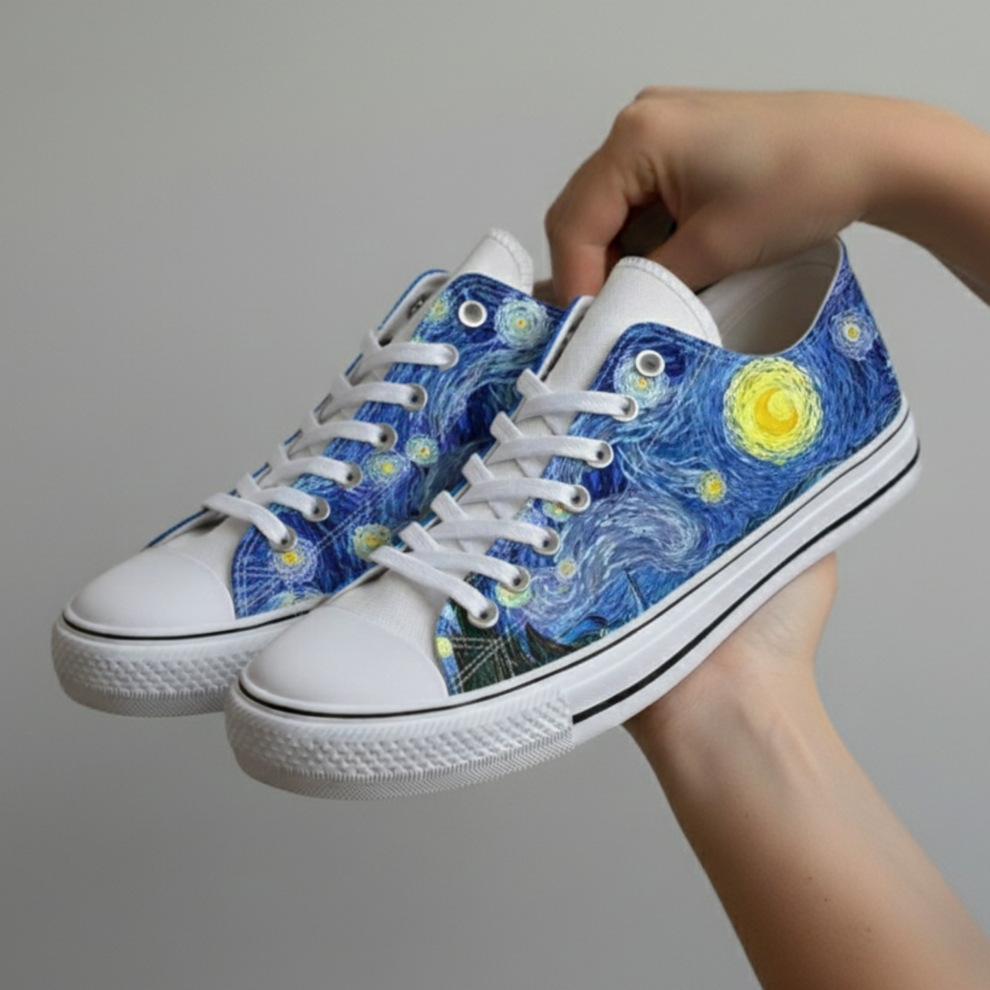 Van Gogh Swirling Sky Low-Top Canvas Sneakers