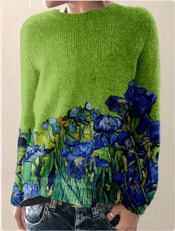 Irises Van Gogh Knitted Sweater
