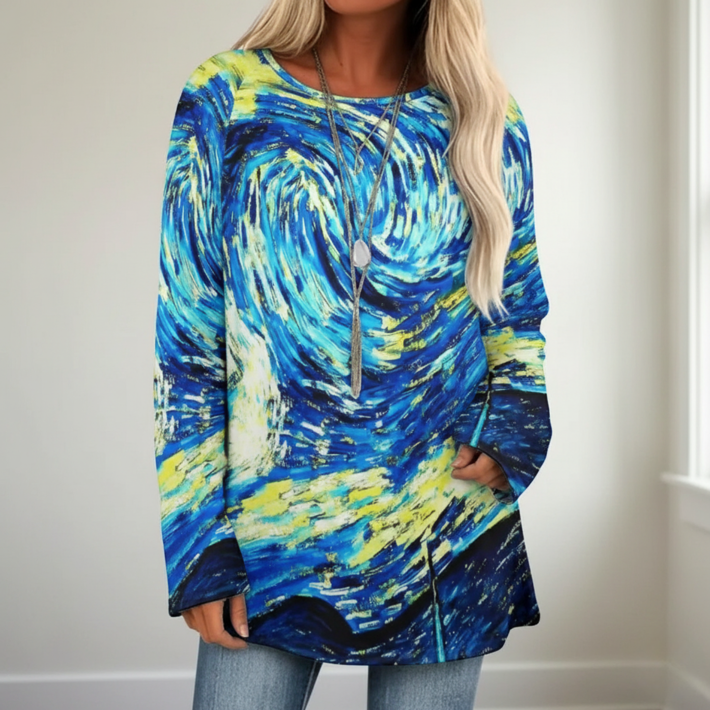 Van Gogh-Inspired Long Sleeve Shirt