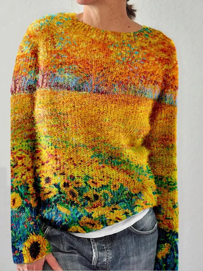 Sunflowers Van Gogh Knitted Sweater
