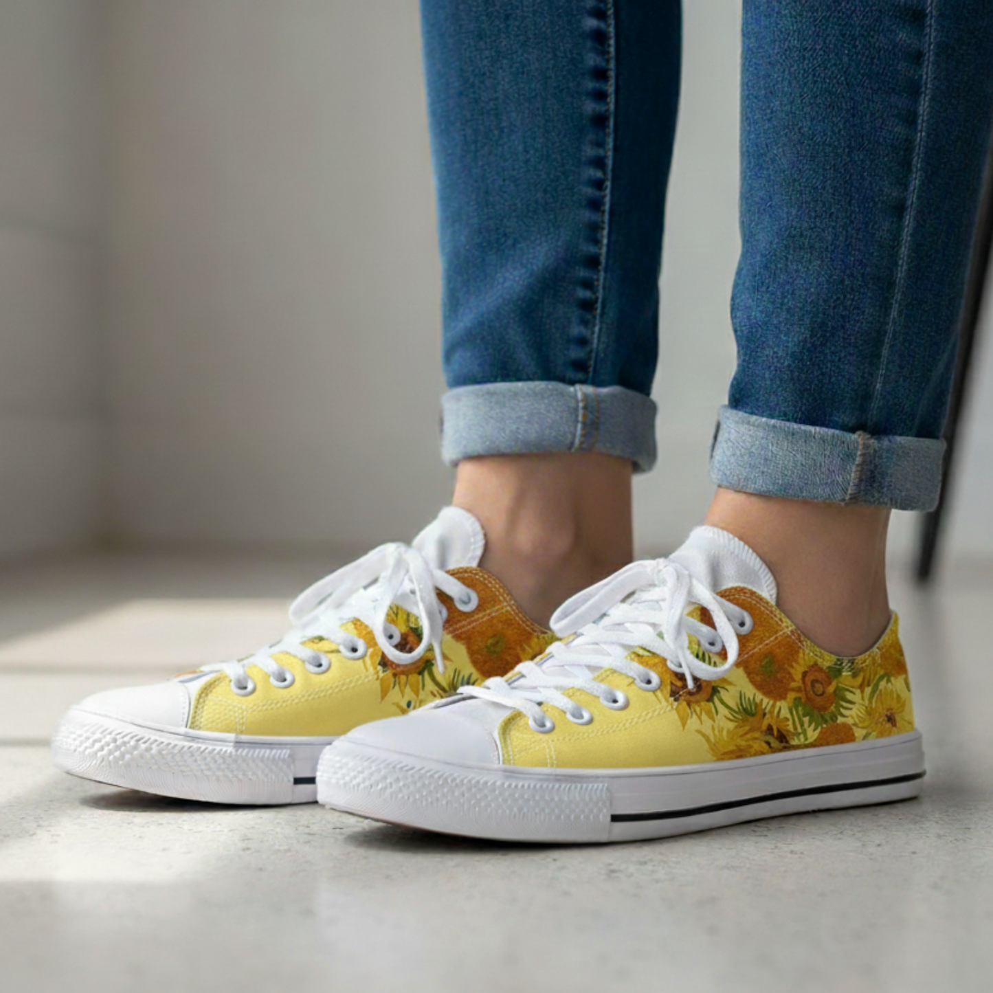 Van Gogh Sunflowers Art Low-Top Sneakers