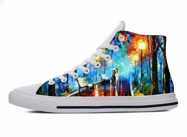 Impressionist Rainy Night Canvas Shoes